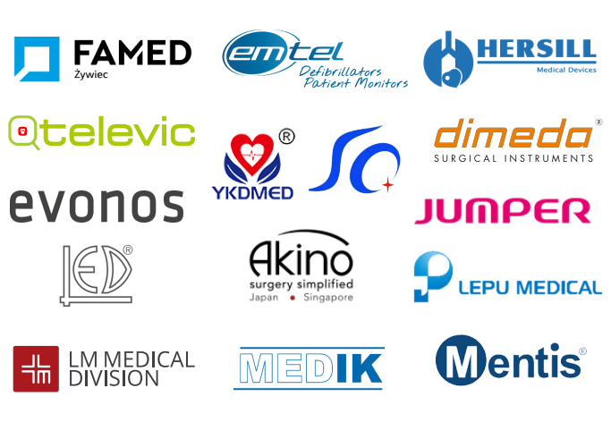 Medbuild partner brands: FAMED Żywiec, emtel, HERSILL, BESDATA, televic, YKDMED, SQ, dimeda, evonos, JUMPER, LED, Akino, LEPU MEDICAL, LM MEDICAL DIVISION, MEDIK, Mentis.